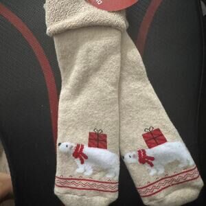 Cream and white holiday polar kids socks